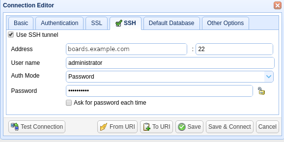 NoSQLBooster SSH tunnel